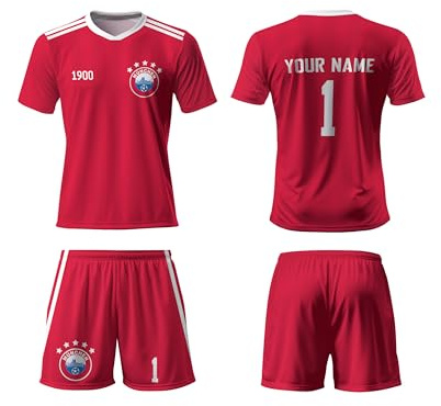 Generisch Bayern Neuer Trikot 25/26,Personalisierte Trikot Kinder mit Eigenem Namen & Nummer,Geschenk für Fußballfans,Atmungsaktiver Stoff