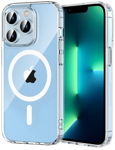 Uqingo Magnetic Case for iPhone 14 Pro 6.1-Inch Compatible with MagSafe Wireless Charging, Slim Shockproof Phone Bumper Cover, Non-Yellowing, Clear Anti-Scratch Hard PC Back - Crystal Clear