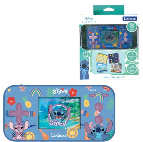 Lexibook, Stitch, Cyber Arcade-Konsole, JL2367DLXB | 150 Spiele, Farb-LCD-Bildschirm, batteriebetrieben