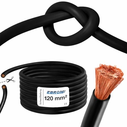 EBROM Cavo saldato H01N2-D, 1 x 120 mm2, da un metro in incrementi di 1 metro fino a 250 metri, CR (policloroprene), cavo di massa 120 mm², lunghezza: 8 metri