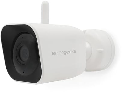energeeks Guardian III - Cámara Vigilancia Exterior WiFi - Dual 2,4/5GHz - 4MP Ultra HD - Instalación Bluetooth - IP65 - Detección de Humanos y Sonido - Sirena Disuasoria - Seguridad Hogar