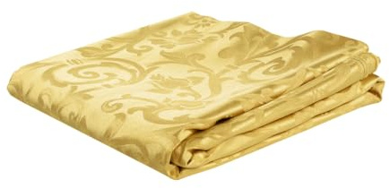 Tessuto Raso Damascato Ghirigori Floreale Rasatello Lucido per Tappezzeria e Tendaggi Altezza 280cm (Oro, 2,60 metri pretagliati)