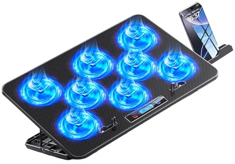 Shurhome Silenzioso RGB Gaming Laptop Pad di raffreddamento con regolazione della velocità regolabile e compatibilità universale per dispositivi da 14 a 17, 3 pollici