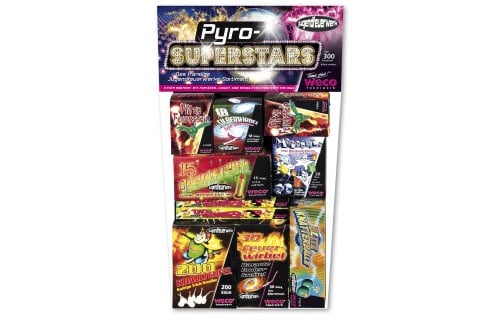 Jugendfeuerwerk Pyro Superstars über 300 Teile, 8 - Fach sort.