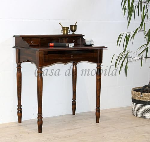 CASA Massivholz Sekretär mit aufsatz 78x90x52cm Varese Pappel massiv braun kolonial lackiert