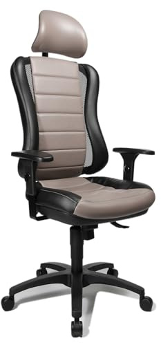 Topstar HE30PS103X Head Point RS P4, Bürostuhl, Schreibtischstuhl, inkl. höhenverstellbare Armlehnen, Kopfstütze, Polsterung grau/schwarz