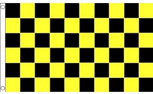AZ FLAG - Drapeau Damier Noir et jaune - 150x90 cm - Drapeau À Damiers 100% Polyester Avec Oeillets Métalliques Intégrés - Pavillon 110 g