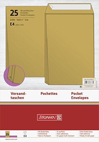 Brunnen 105346025 Versandtasche, E4, 25 Stück, 280 x 400 mm, braun