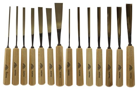 STUBAI Schäftereisensatz 14-tlg. | Formen 1 & 8 in Breiten 3–26 mm | mit Holzheften | Profi-Set für Büchsenmacher, Restauratoren & Holzhandwerk | hochwertiges Schnitzwerkzeug im Karton | Art. 510914