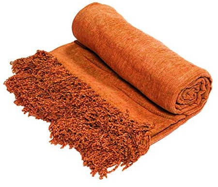 Thedecofactory 127167 Tagesdecke, Viskose, Orange, 125 x 150 x 3 cm