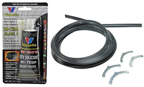 Spares2go Door Seal 4 Sided Gasket Rounded Corner Clips 198cm and Glue Sealant for Universal Oven Cooker