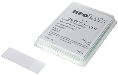 neoLab Kalk-Natron-Glas Objektträger mit Mattrand, Kanten Geschnitten, Halbweiß, 76mm x 26mm x 1mm, 100 Stück