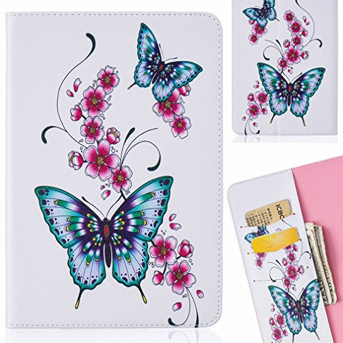 Yiizy Apple iPad Air 2 / iPad 6 Custodia Cover, Doppia Farfalla Design Sottile Flip Portafoglio PU Pelle Cuoio Copertura Shell Case Slot Schede Cavalletto Stile Libro Bumper Protettivo Borsa