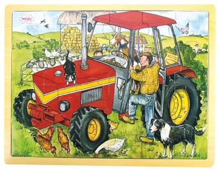 Bigjigs Toys Tray Puzzle Tractor | Wooden Tray Puzzle, Develops Dexterity & Co-Ordination, Travel Friendly
