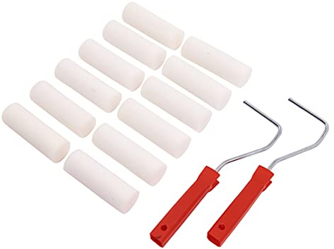 Amtech – 14pc Mini Paint Roller Kit, 12 × 100mm Foam Refills & 2 Roller Handles for Smooth Decorating, Ideal for Trim, Furniture, Small Walls & Touch-Up Work