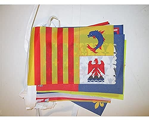 AZ FLAG - Fahnenkette 22 Regionen Von Frankreich 7 Meter Mit 22 Flaggen - 21x14 cm - Französische Girlande Flaggenkette 14 x 21 Cm