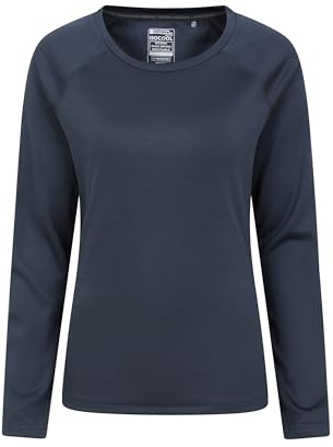 Mountain Warehouse Endurance Womens Top - Lightweight Ladies Top, Long Sleeve Tee, Quick Drying Tshirt, UV Protection Tee Shirt - for Spring Summer Travel Navy Women's Size 12