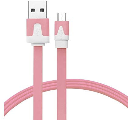 REALMAX® 1M micro usb cable high speed Data Sync fast charging Flat Noodle lead for power banks Android Smartphones Samsung Galaxy Blackberry HTC Motorola Nokia Nexus LG, Tablets Sony (light pink)
