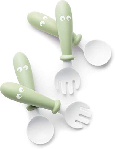 BabyBjörn Cuillère et Fourchette pour Bébé, lot de 4, Vert pastel
