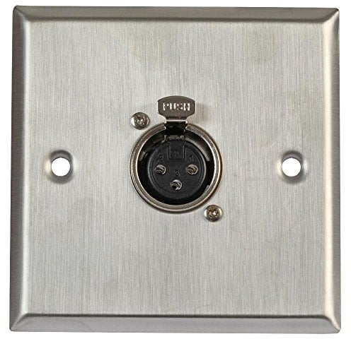 Ex-Pro Stainless Steel AV Multimedia Wallplate Face Plate with 1 x 3 Pin Female XLR Plug Socket - 1 Pack