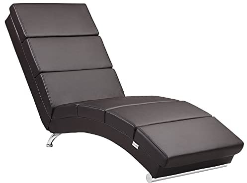 Casaria® Relaxliege XXL London 186x 89x 55cm Ergonomisch Kunstleder Gepolstert 180kg Belastbarkeit Wohnzimmer Büro Innen Chaiselongue Relaxsessel Braun