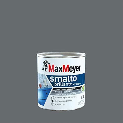 Maxmeyer Smalto All'Acqua Poliuretanico Brillante Grigio Fumo 0,75 L