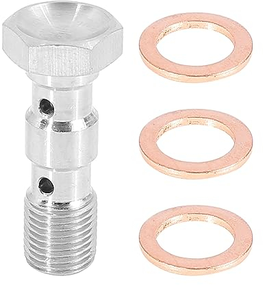 X AUTOHAUX 1 Ensemble M10x1.0 Métrique Filetage Double Banjo Boulon Frein Raccord Adaptateur