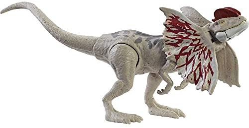 Jurassic World GWY30 - Dino-Angriff Dilophosaurus Dinosaurier-Actionfigur mit beweglichen Gelenken, Dinosaurier Spielzeug ab 4 Jahren