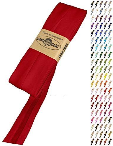 Sandras-Bastelladen Schrägband/Einfassband Baumwolle Uni gefalzt 5m x 20mm 743-Blutrot