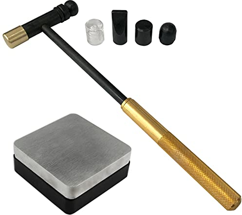 Jewellers Tools 2.5 Steel/Rubber Block & 6 Hammer Set : Precision Hammers Interchangeable Heads (495)