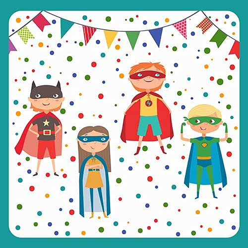 PAPSTAR Servietten, 3-lagig 1/4-Falz 33 cm x 33 cm Superhero 87730 Dekorservietten Geburtstag Superheld, 20 Stück