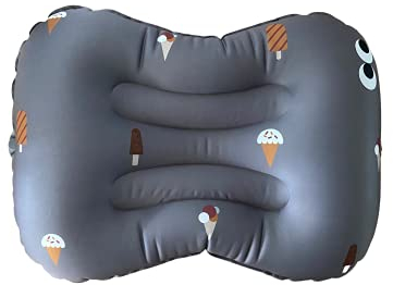 Noui Noui Aufblasbares Sitzkissen Kinder ab 2 Jahren Ice Cream Anthrazit | Tragbare Sitzerhöhung Stuhl Kind mit Rutschfester Unterseite & Gurt | Ideal für Reisen, Restaurant & Zuhause | Inkl. Tasche