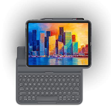 ZAGG Pro Keys Keyboard & Case with Trackpad & Pencil Holder for iPad 11-inch Pro (1st + 2nd Gen)/10.9-inch Air (4th + 5th Gen), QWERTY UK English, Black/Gray