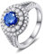 QQ CAT Frauen S925 Silber Ringe Damen Kreisförmig Zirkon Diamant Ringe Mode Kreativität Damenschmuck Blaue Damenring Hochzeit Valentinstag Muttertag Geschenk Frauen Trauringe (16.5)