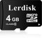 Lerdisk Carte Micro SD fabriquée par 3C Group Licencee (4 Go, 1 pièce)