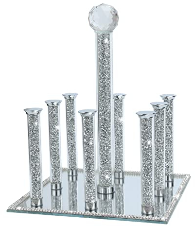 SugarChef Crushed Diamond Coffee Mug Cup Holder with Drain Tray Bottle Drying Rack and 6 Hooks Organizer Stand for Countertop Bar Accessories (Silver)