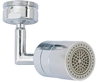WENKO Strahlregler mit zwei Gelenken, verstellbarer Strahlregler mit zwei Strahlarten schwenkbar um 360 ° aus verchromtem Messing, wassersparend, ideal für Küche oder Bad, 2,5 x 6,5 x 5,5 cm