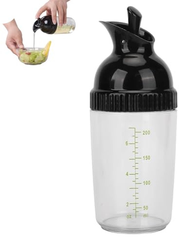 Shaker à sauce à salade, mélangeur à vinaigrette transparent, distributeur de vinaigrette avec bec verseur pour préparer le mélange de sauces(Le noir)