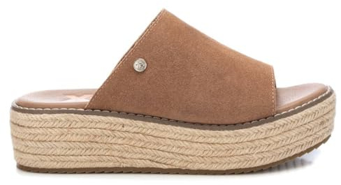 XTI Sandalia Pala Serraje marrón - Altura Plataforma 5cm-