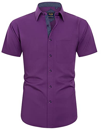 J.VER Men's Short Sleeve Dress Shirt Non Iron Stretch Regular Fit Summer Business Smart Casual Button Down Shirts