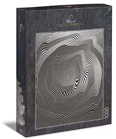 Ulmer Puzzleschmiede - Impossible Puzzle Irrwitz - Unser Motiv speziell für Puzzle-Freaks - Schwarz-weiß-graue geometrische Linien - Profipuzzle, Nichts für Anfänger