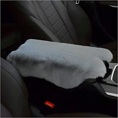 CGEAMDY Armlehnenkissen Autos, weiches und flauschiges Kissen zum Schutz der Armlehnenbox, universell für Autokonsolen, für Herbst und Winter, Autos, SUVs, LKWs (Grau)