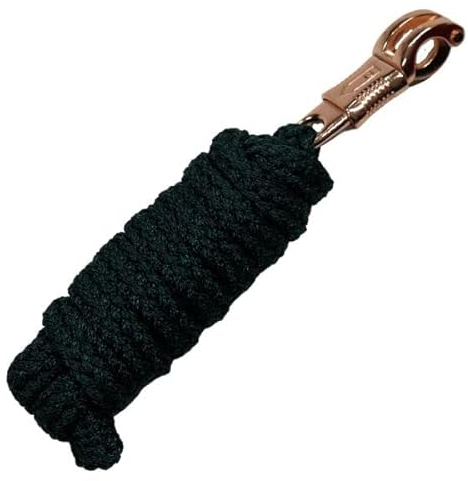 Führstrick Pferd mit Panikhaken Roségold - Anbindeseil für Pferde, Ponys, Shetty - Länge 2m Anbindestrick, Führleine - tannengrün