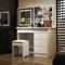 DEZAGCE toeletta trucco, toilette trucco con sgabello, toletta da trucco con specchio e 5 cassetti, grande spazio di archiviazione, bianco, MDF, 50 x 100 x 135 cm