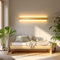 AOEH Holz Wandleuchte LED Wandlampe innen Bambus Holz Lange Wandlampe Warmweiß 18W 3000k holzlampe Modern Wandbeleuchtung Für Schlafzimmer Wohnzimmer Flur Treppenhaus Innenbeleuchtung Wandlampen,60cm