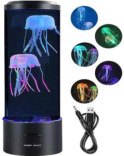 AONAT LED Fantasy Quallen Lavalampe,LED Kinder Aquarium Nachtlichte Runde Jellyfish Lamp,8 Farben Einstellung Stimmungslicht für Zuhause Büro Dekoration Tolle Geschenke für Kinder und Erwachsene