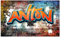 timalo® Coole Gamer Uhr Gaming Poster personalisiert mit Namen | Zimmer Dekoration Banner Bild mit Uhrwerk Deko Wanduhr Wandbild Graffiti orange | pu-15-120x61cm-d