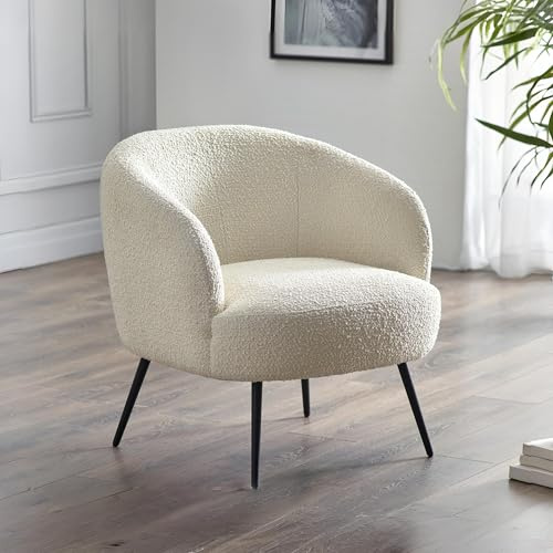 Julian Bowen Gigi Boucle Akzentstuhl, Elfenbein, 76,5 x 72 x 74