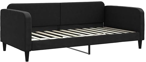 vidaXL Tagesbett, Gästebett 2-in-1, Sofabett Schlafsofa für Schlafzimmer Wohnzimmer, Bettsofa Sofa, Modernes Design, Schwarz 100x200cm Stoff