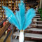 Lot de 8 décorations hautes en herbe de pampa verte d'eau simulée de 8 pièces de 110 cm, grandes fleurs artificielles moelleuses de pampa bleu artificiel, fausses fleurs de plumes longues pour les